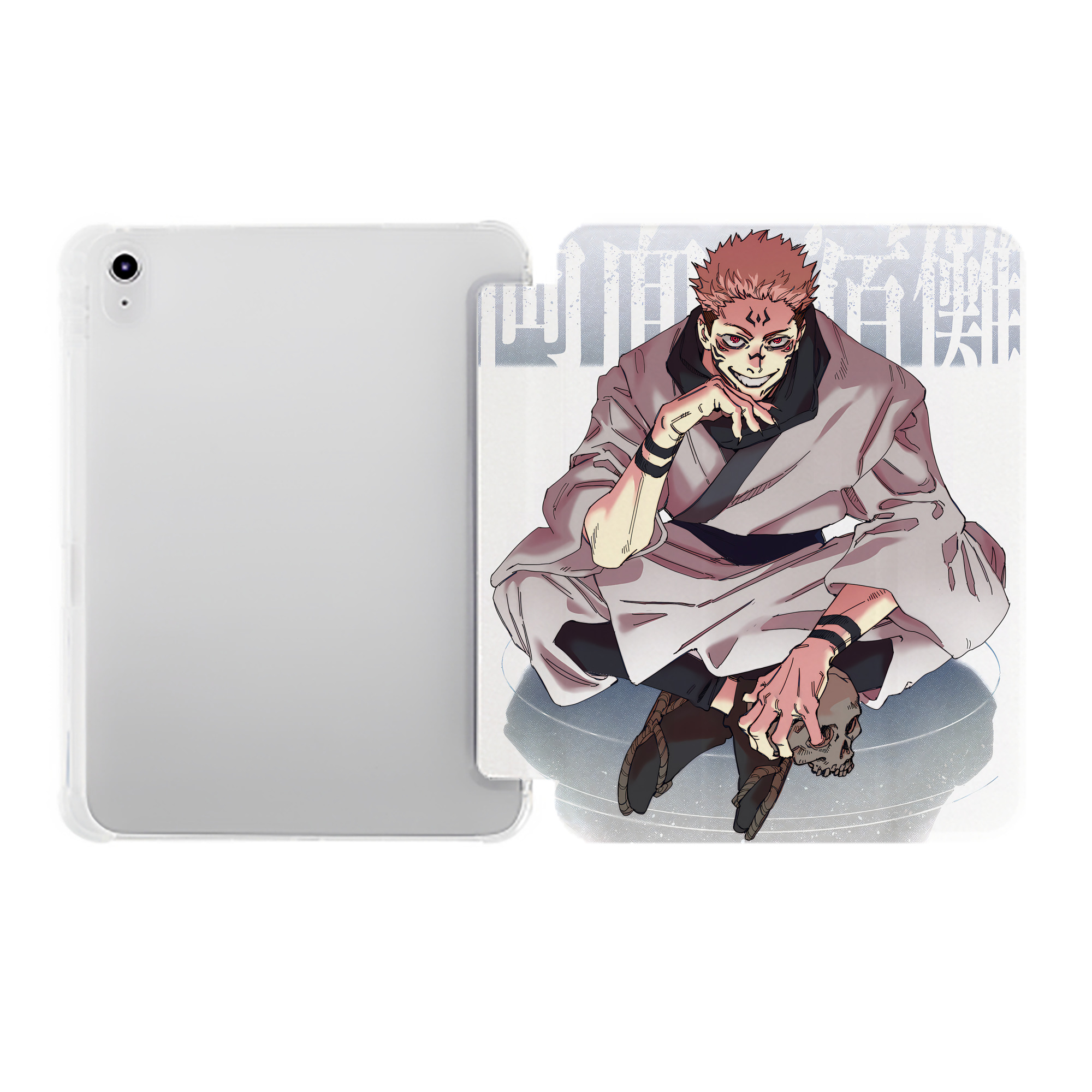 （画像用） 呪術廻戦 Jujutsu Kaisen IPad ケース ペン収納付き 三つ折りスタンド PUレザー×シリコン 対応機種9.5/10.5/10.9インチ